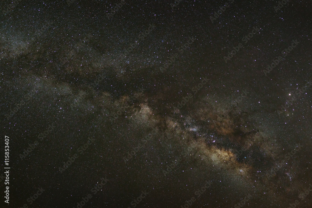 milky way galaxy on a night sky, long exposure photograph, with