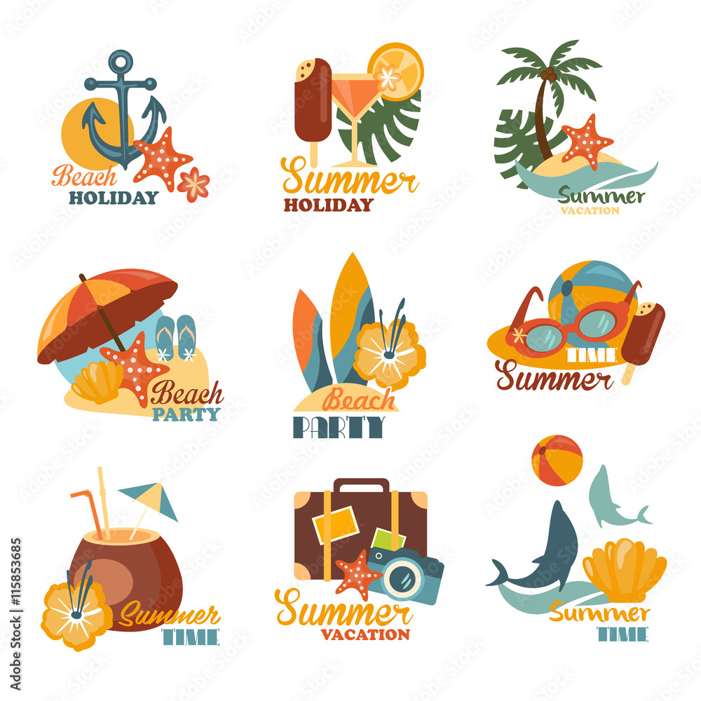 Beach And Summer Labels Set 