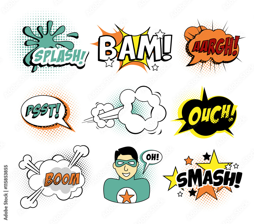 Set of Comic Text, Pop Art style Set of Comic Text, Pop Art style