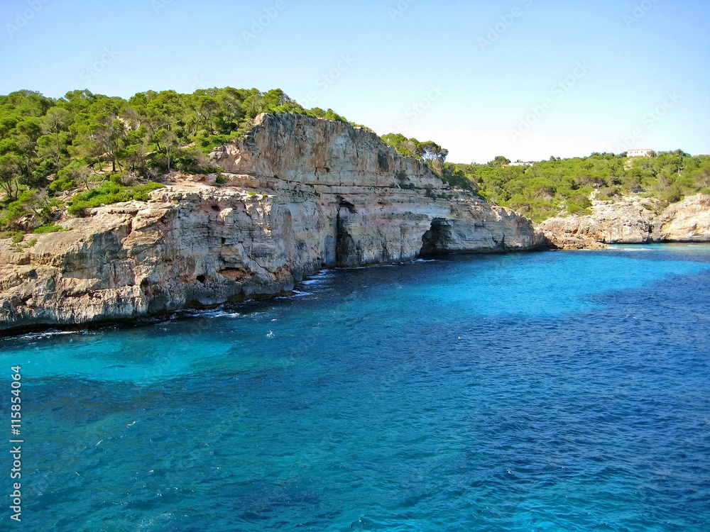 Majorca - bay with mountains and caves