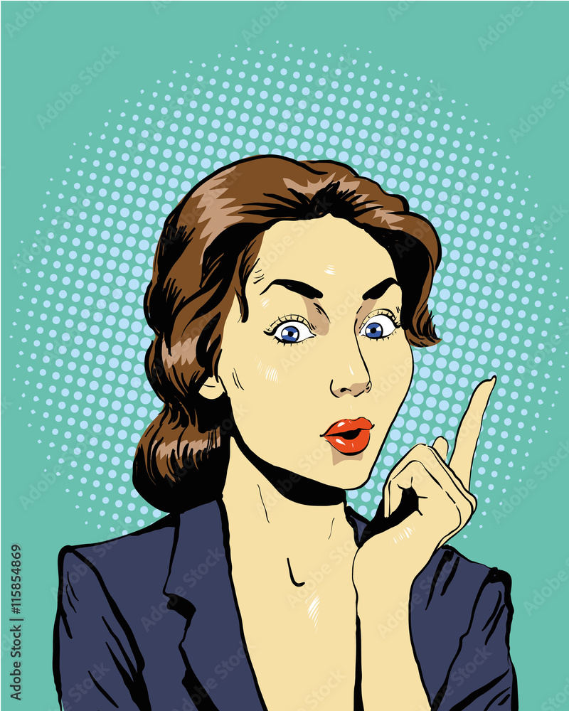 Thinking woman. Vector illustration in retro pop art comic style Thinking woman. Vector illustration in retro pop art comic style