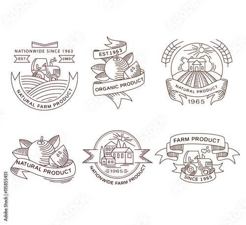Retro farm fresh labels, badges and design elements 
