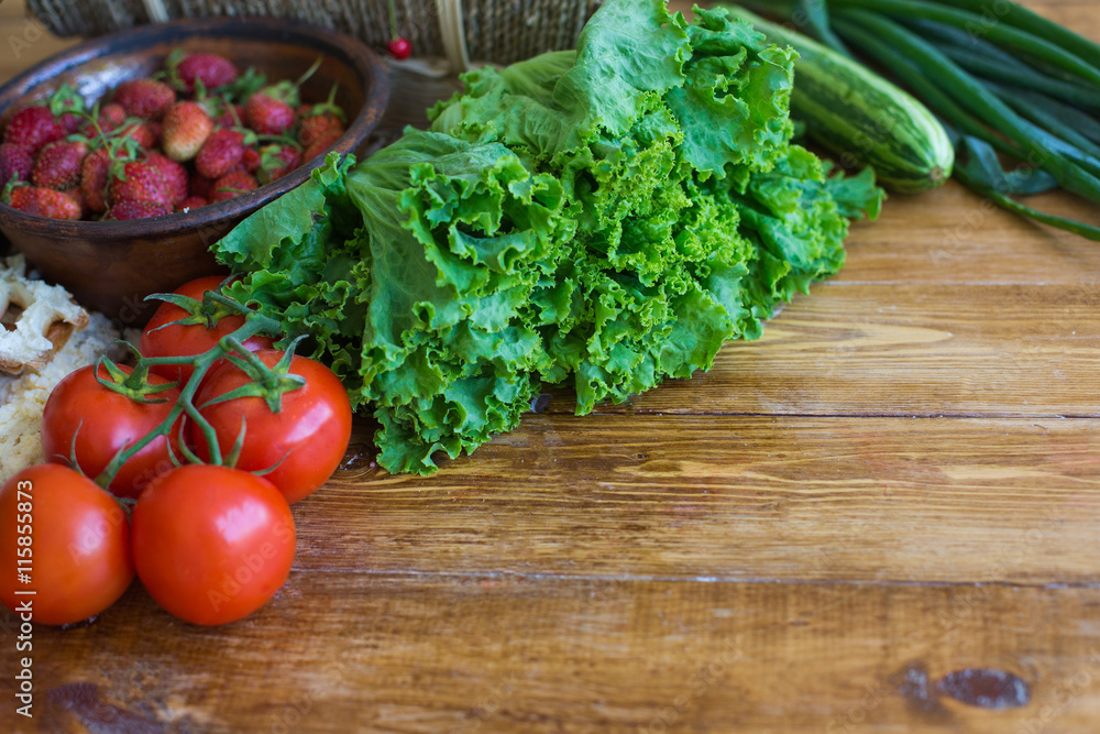 Vegetables on a wooden table Vegetables on a wooden table