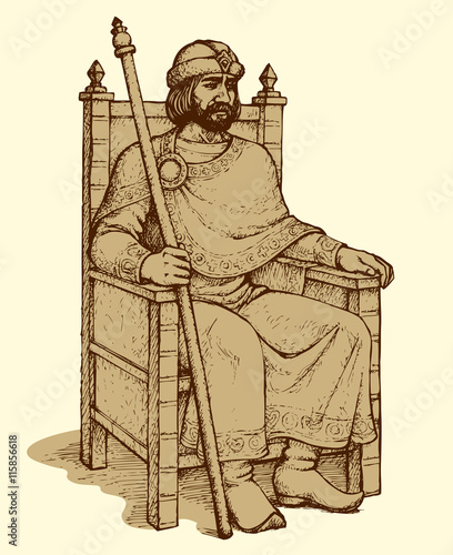 Vector drawing of ancient king