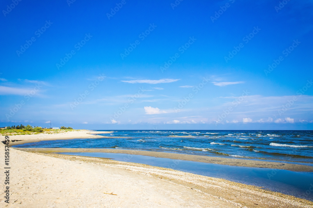 beach sea blue sky and azure water, nature background