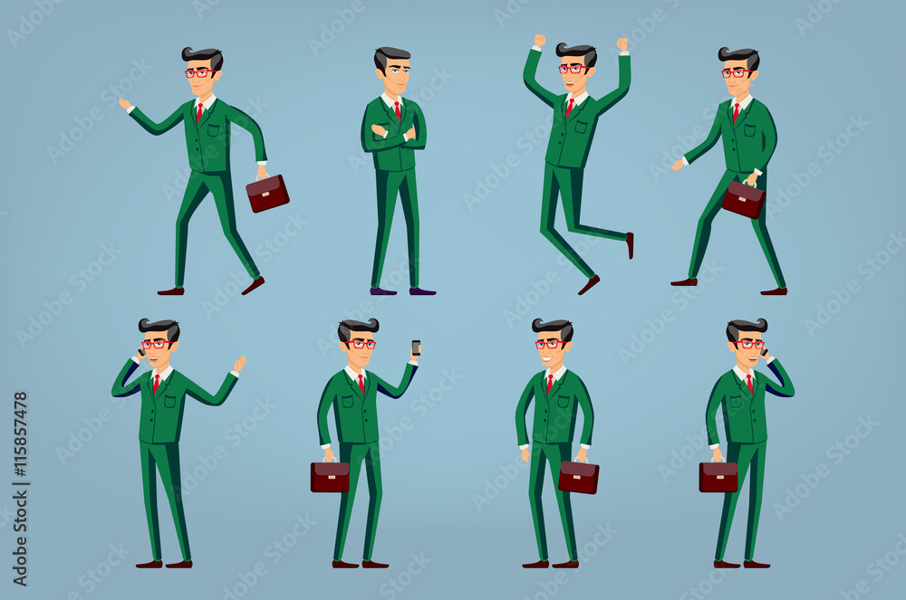 Collection of business people illustrations in different poses Collection of business people illustrations in different poses