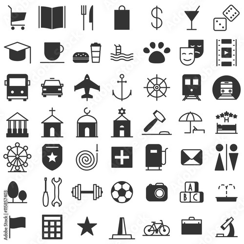 City map icons set