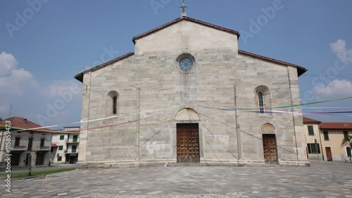 in italy brebbia  ancient   religion  building    for catholic and clock tower. photo