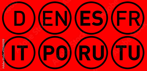 Simple language icons black red photo