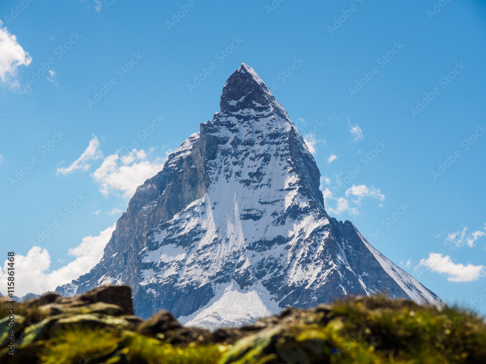Matterhorn peak in sunny day view from gornergrat train station,