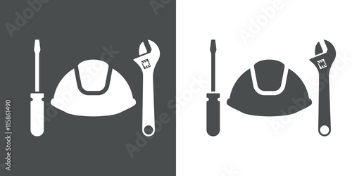 Icono plano casco con herramientas
