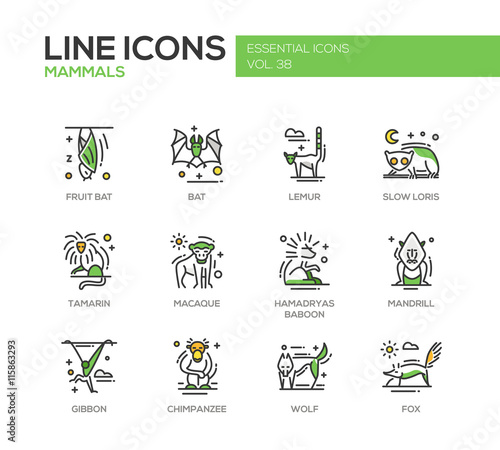 Mammals - line design icons set