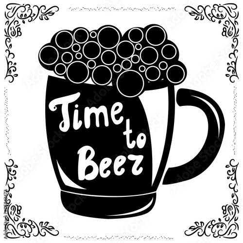 Beer mug. Beer icon. Vector illustration. Time to beer. Beer time.