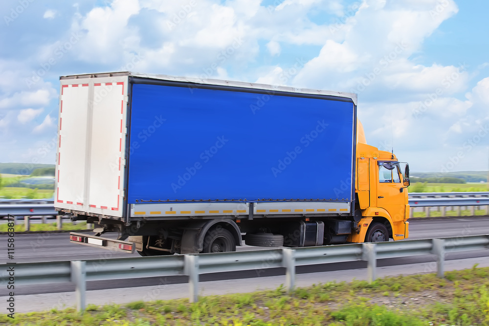 truck moves on highway