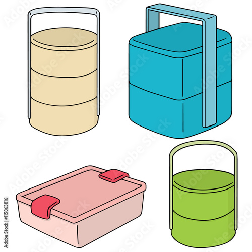 vector set of food container
