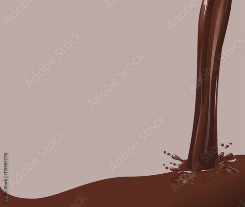 Hot Chocolate jet. Splash chocolate brown background