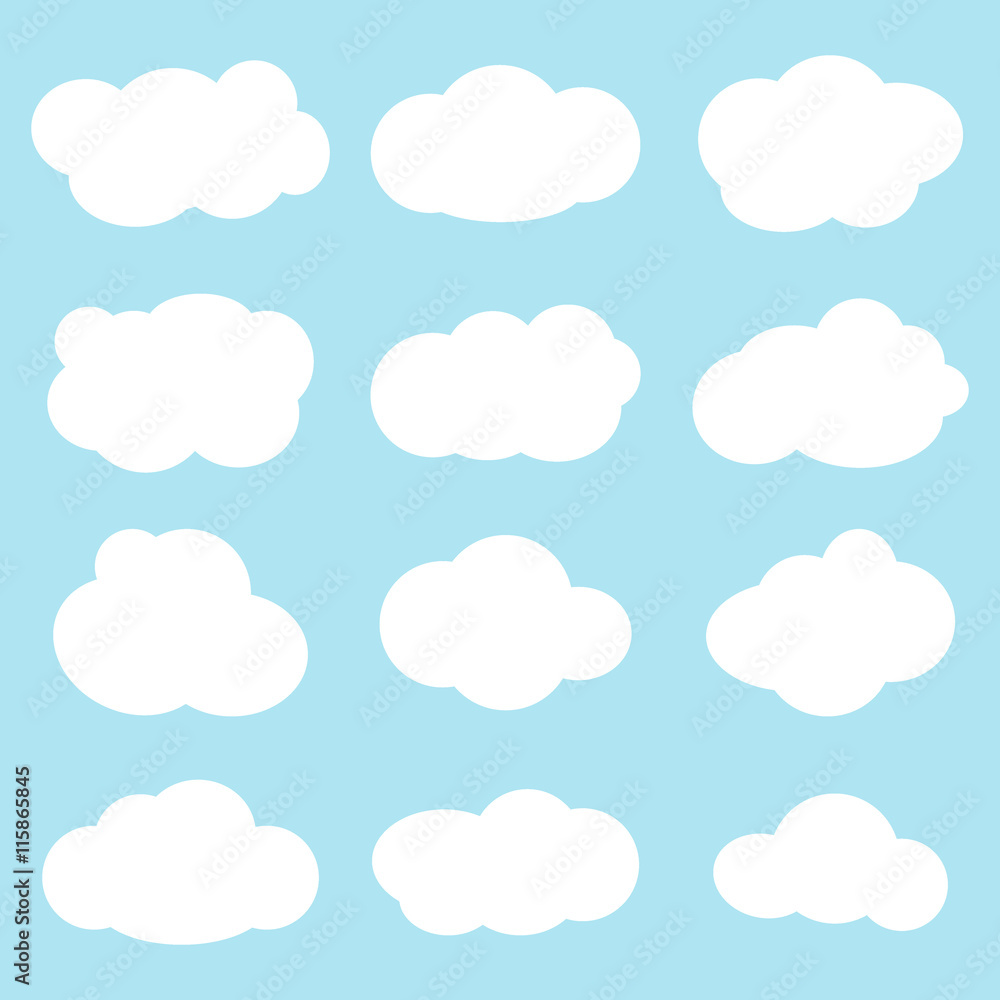Vector illustration of clouds collection.