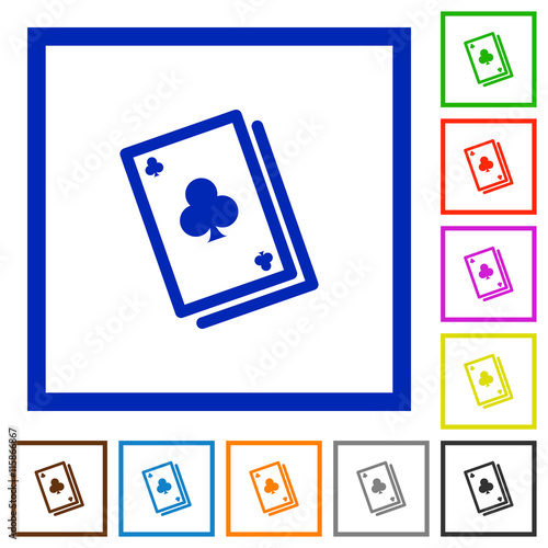 Card game framed flat icons