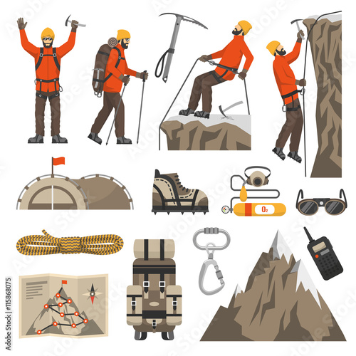 Climbing Hiking Mountaineering Icons