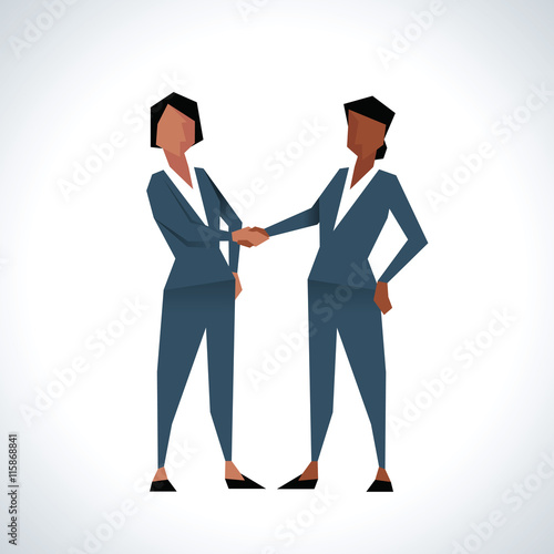 Illustration Of Two Businesswomen Shaking Hands