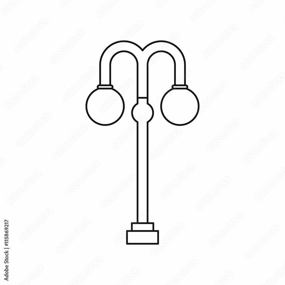 Street lamp icon in outline style. Light symbol isolated vector illustration Street lamp icon in outline style. Light symbol isolated vector illustration