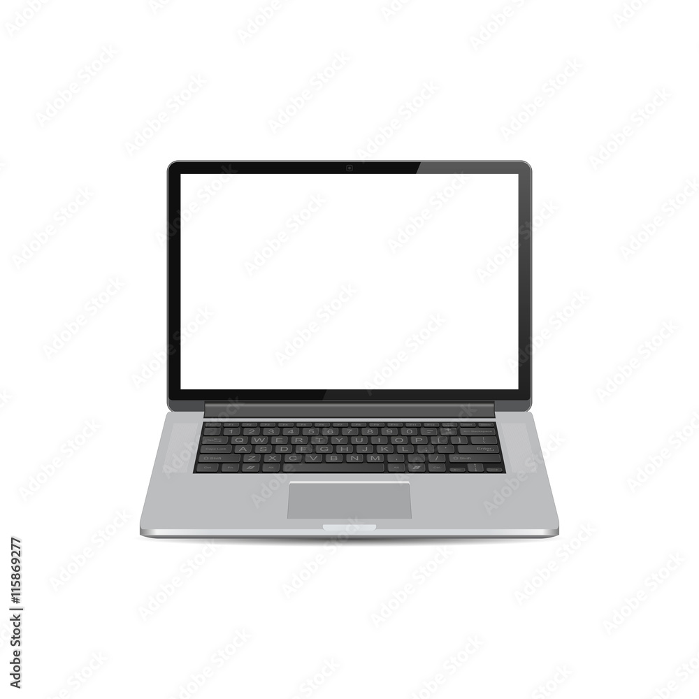 Vector Laptop with blank white screen, notebook mock up Vector Laptop with blank white screen, notebook mock up