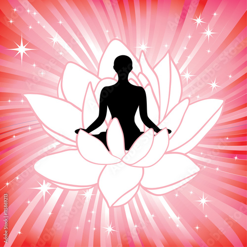 Woman in the yoga lotus flower asana