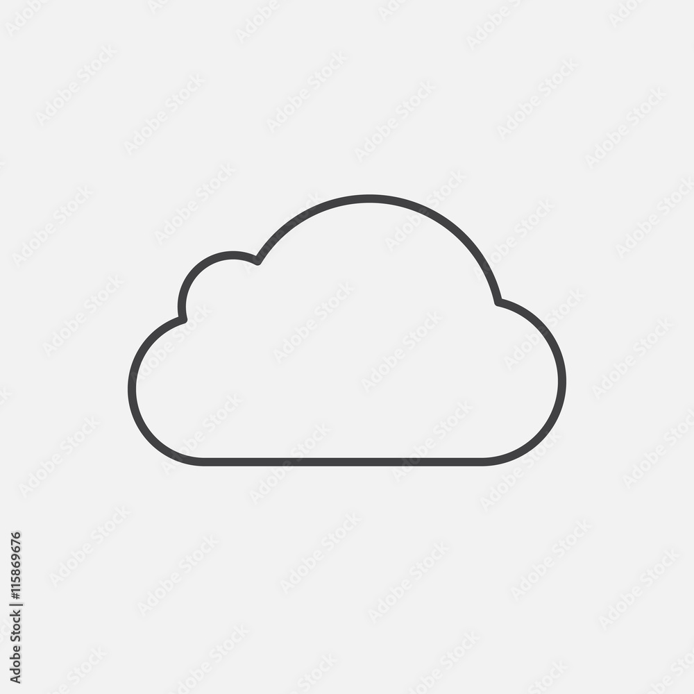 Cloud. Line Icon Vector. Sign isolated on white background. Flat design style Cloud. Line Icon Vector. Sign isolated on white background. Flat design style