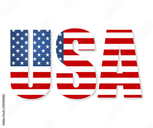 United States of America flag in the form of letters