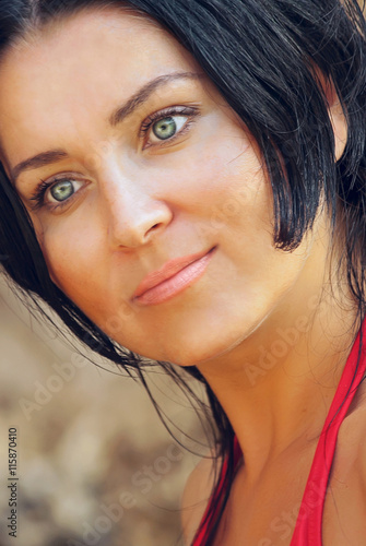 portrait of pretty girl in bikini photo