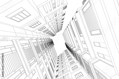 architecture abstract, 3d illustration, building structure vector