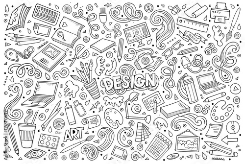 Vector set of design theme items