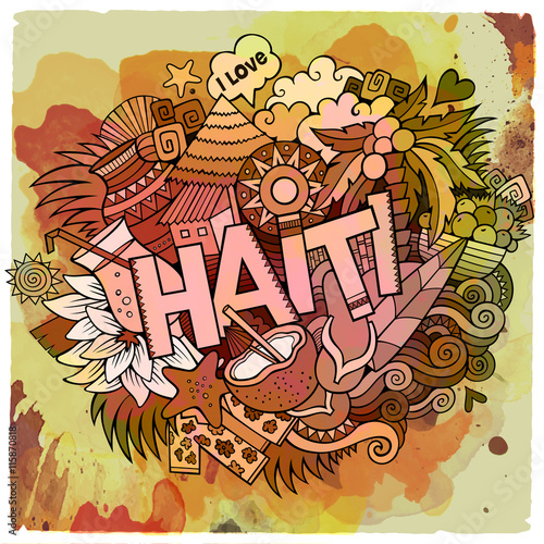 Cartoon vector hand drawn Doodle Haiti illustration