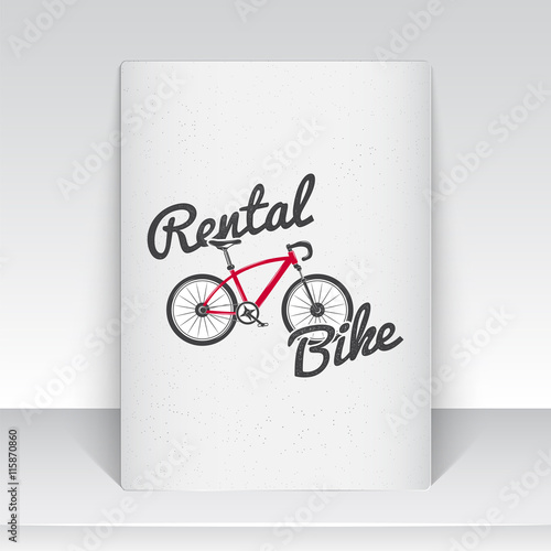 Rent, sale and repair - bicycles, mopeds and scooters. Bicycling Club. Detailed elements. Old retro vintage grunge. Scratched, damaged, dirty effect. Typographic labels, stickers, logos and badges.