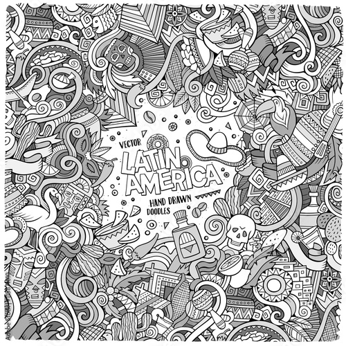 Wallpaper Mural Cartoon hand-drawn doodles Latin American frame Torontodigital.ca