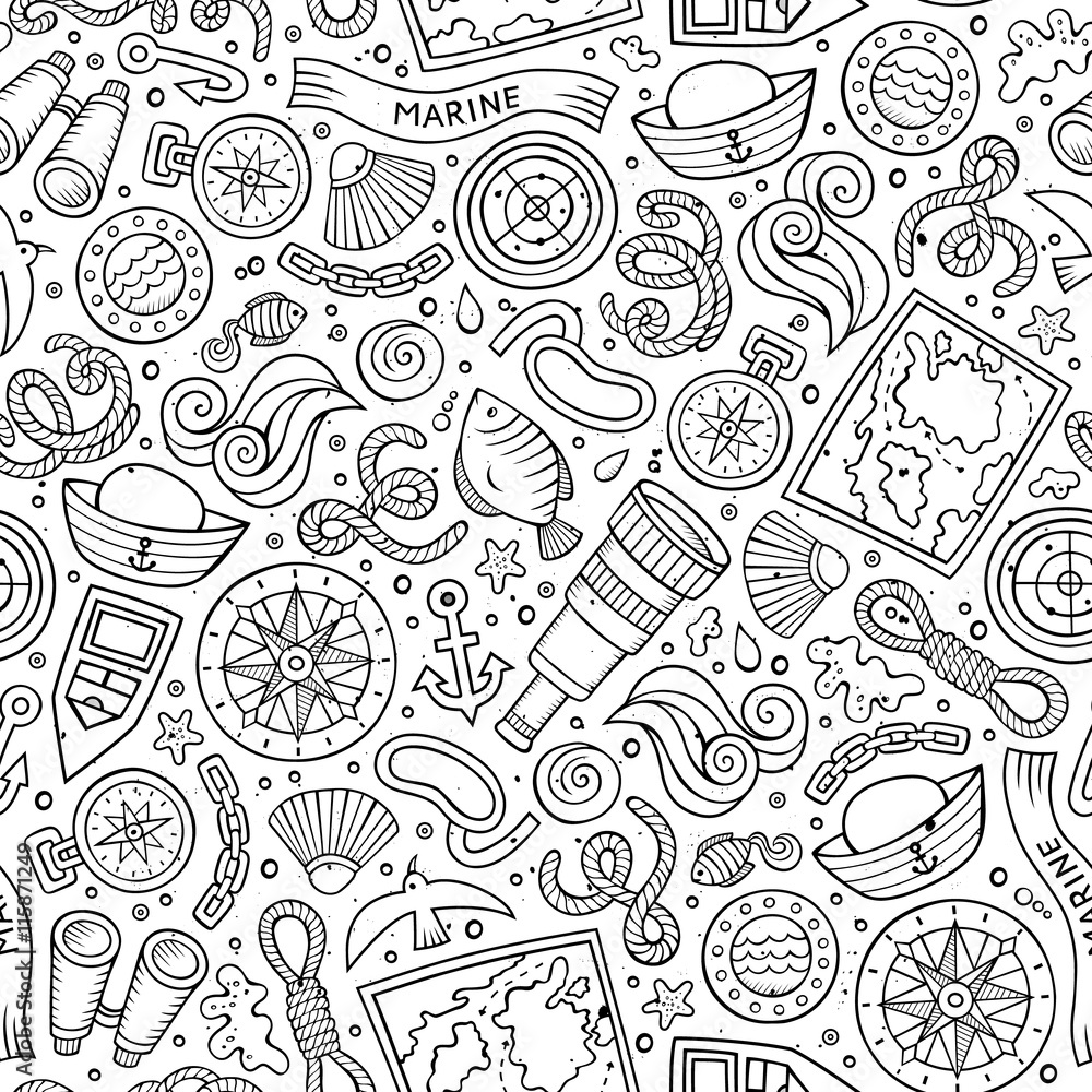 Cartoon nautical seamless pattern Cartoon nautical seamless pattern