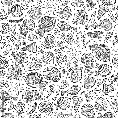 Cartoon under water life seamless pattern