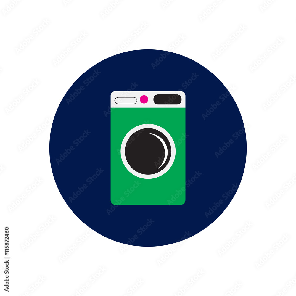 Vector icon on the white backgrounds in circles washing machine Vector icon on the white backgrounds in circles washing machine