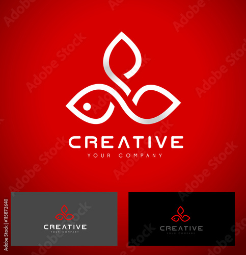 Organic Vector Logo. Linear Flower Emblem Design. Cosmetic, Beauty, Spa, Leaf, Ecology, Monogram made with leafs.