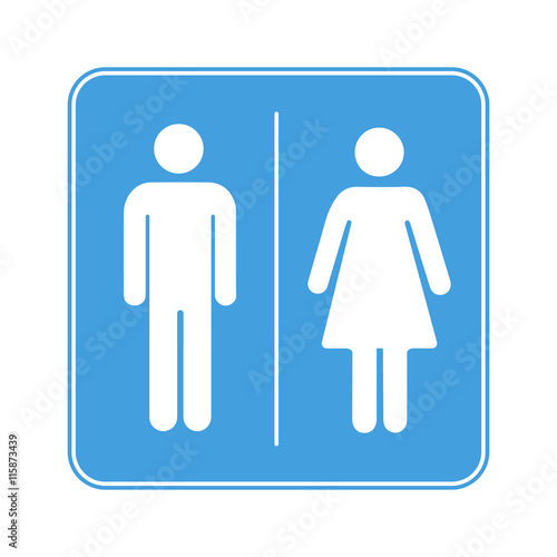 Men and women toilet WC sign on white