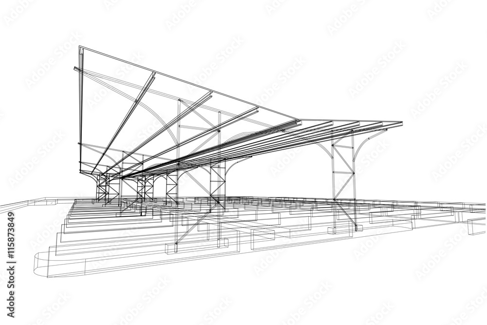 outdoor parking structure abstract, 3d illustration, vector outdoor parking structure abstract, 3d illustration, vector