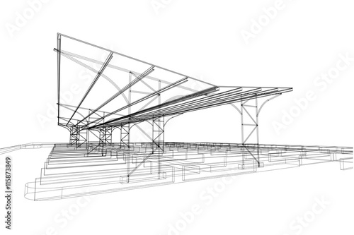 outdoor parking structure abstract, 3d illustration, vector