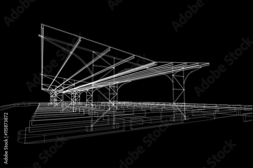 outdoor parking structure abstract, 3d illustration, vector