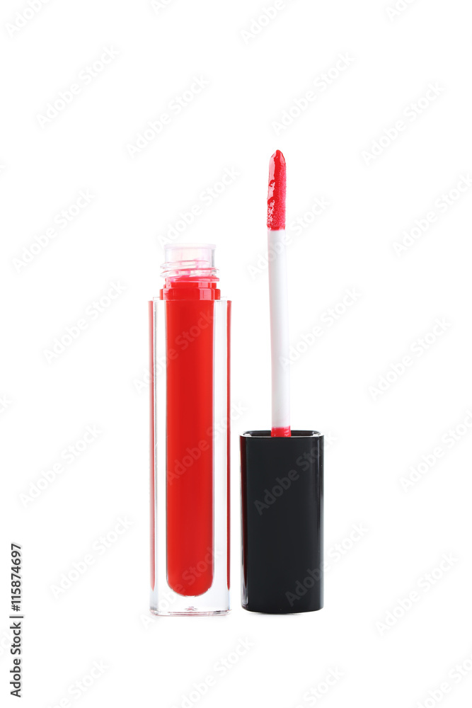 Obraz premium Red lip gloss isolated on a white