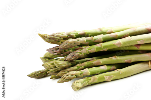 Fresh green asparagus isolated on a white