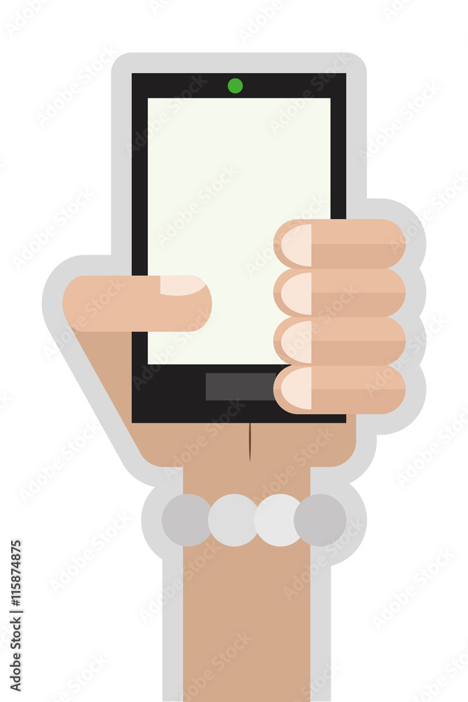 flat design hand holding cellphone icon vector illustration flat design hand holding cellphone icon vector illustration