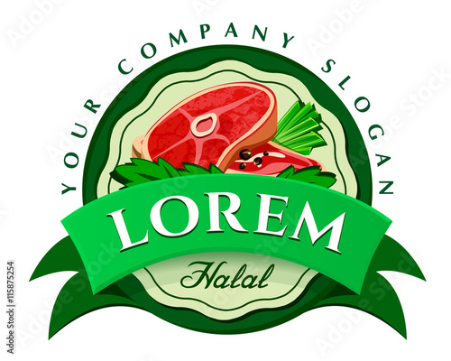Beef and vegetables vector logo template