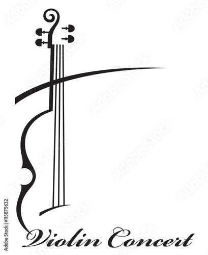 abstract monochrome illustration of violin with text