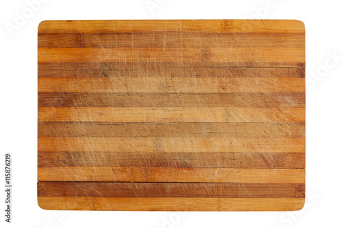 heavily used empty kitchen cutting board photo