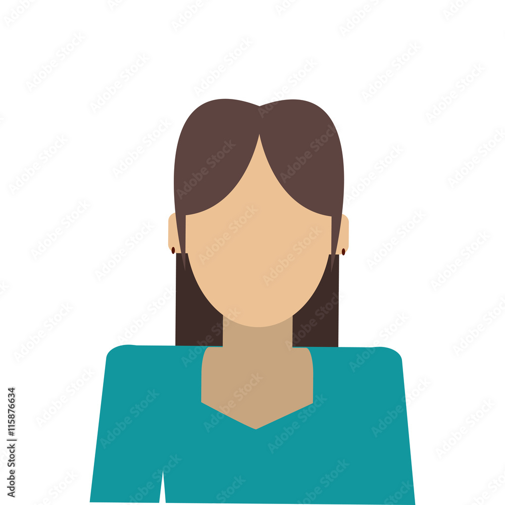simple flat design faceless woman portrait icon vector illustration